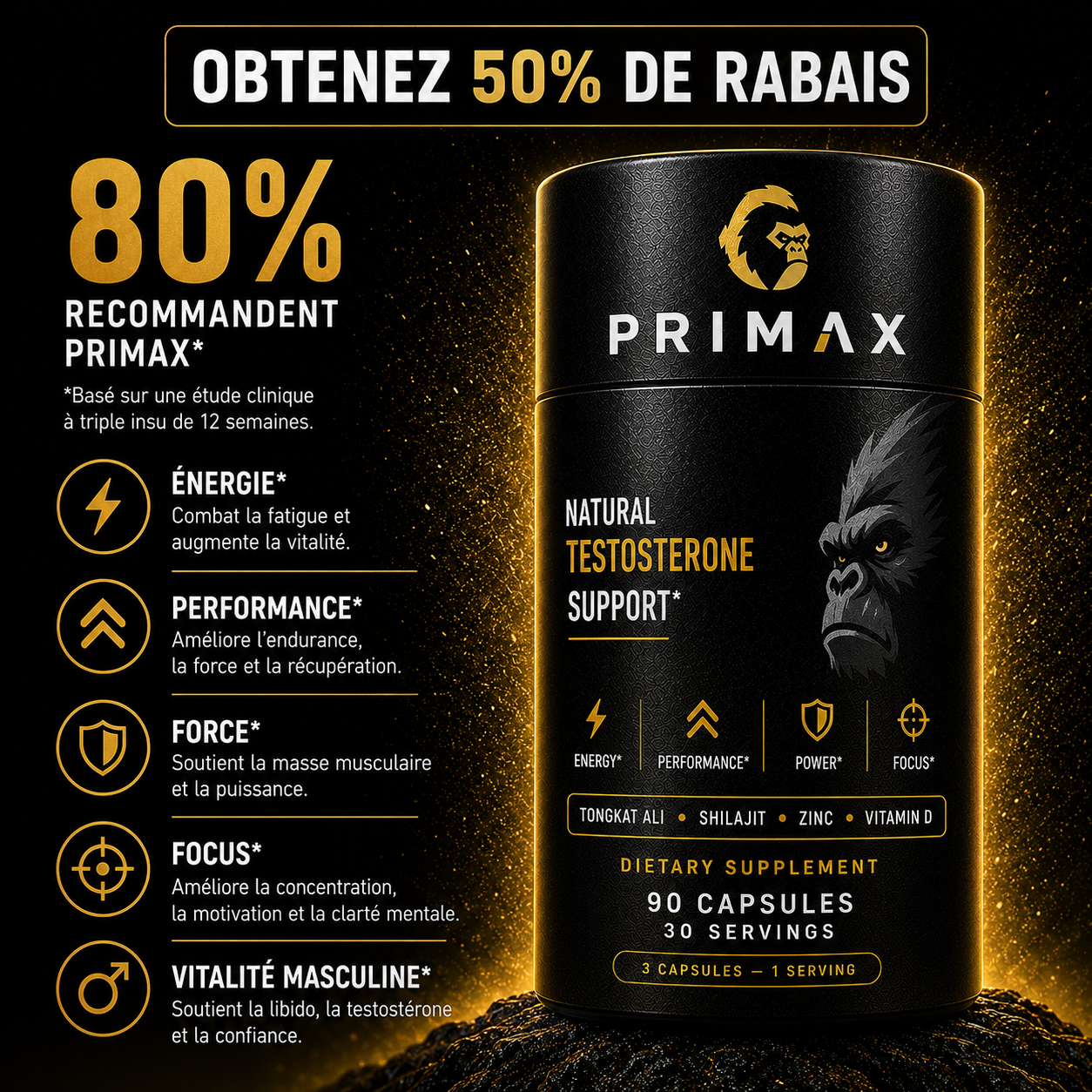 Soutien naturel de la testostérone - Primax™